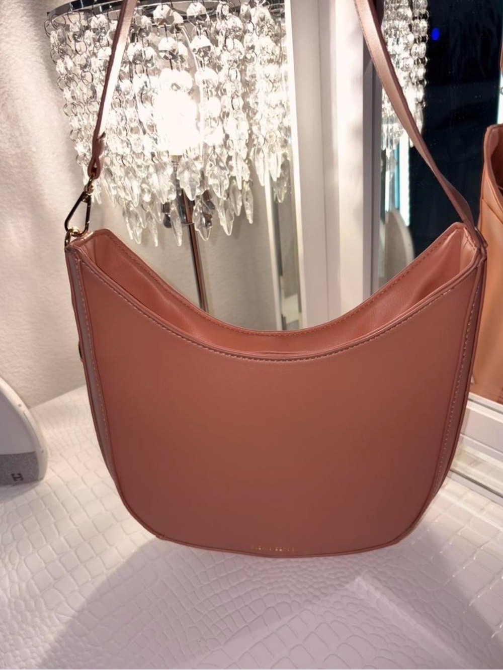 Crescent Shoulder Bag in Mauve Pink